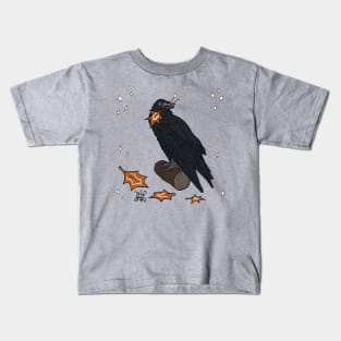 Crow and Starts and Autumn Leaves Kids T-Shirt